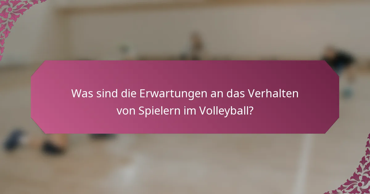 Was sind die Erwartungen an das Verhalten von Spielern im Volleyball?