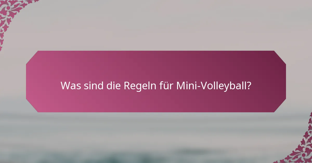 Was sind die Regeln für Mini-Volleyball?