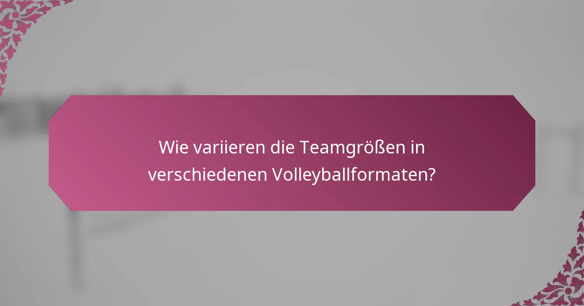 Wie variieren die Teamgrößen in verschiedenen Volleyballformaten?